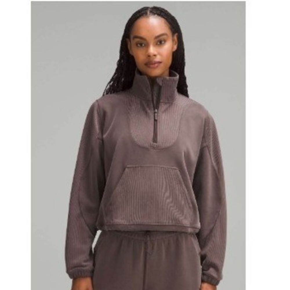 Lululemon Brushed Softstreme Ribbed Half Zip Espresso Brown Size 6 LW3GEBS